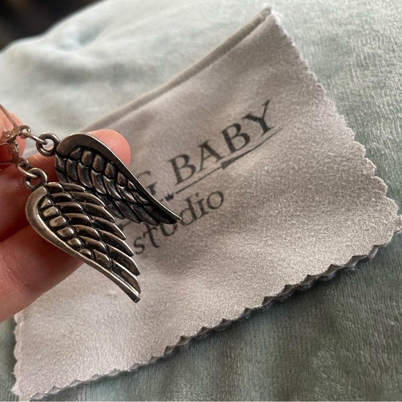 King baby studio jewelry Sterling silver earrings Wings